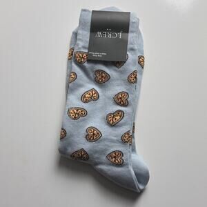 J. Crew Blue Socks with Pizza Heart Graphic  Pattern Sz OS NWT